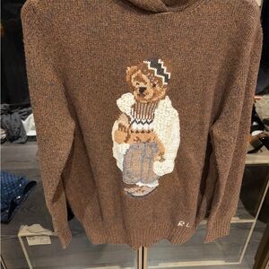 Ralph Lauren Brown Cowl Neck Sweater with Bear Design